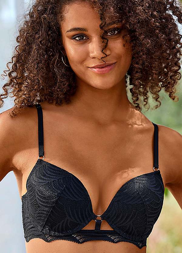 Underwired Graphic Lace Push Up Bra by LASCANA