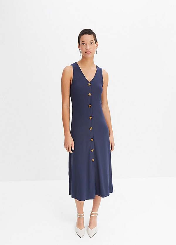 V neck clearance button front dress