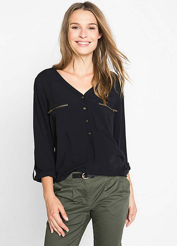 bonprix Fitted V-Neck Top