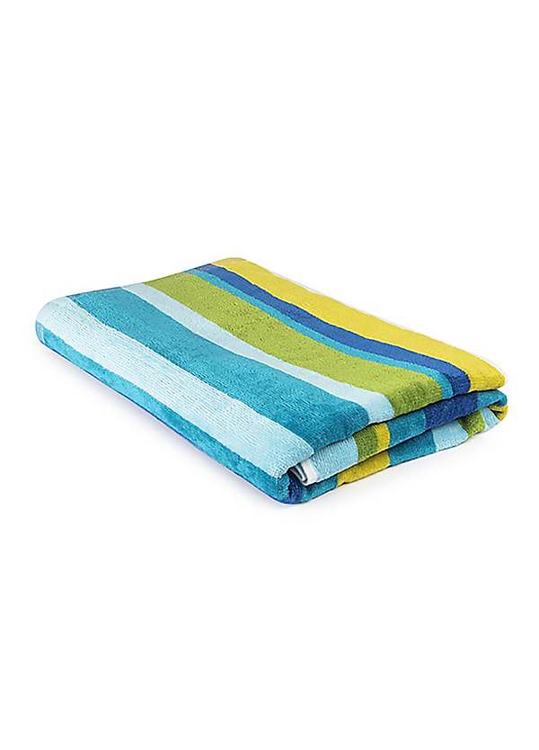 Velour Stripe 100% Cotton Beach Towel by Allure