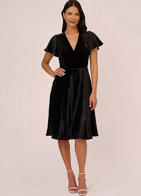 Velvet Pleated Midi Dress by Adrianna Papell