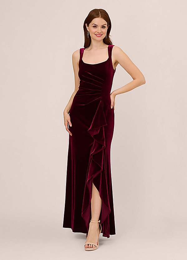 Velvet Ruffle Front Gown by Adrianna Papell Look Again