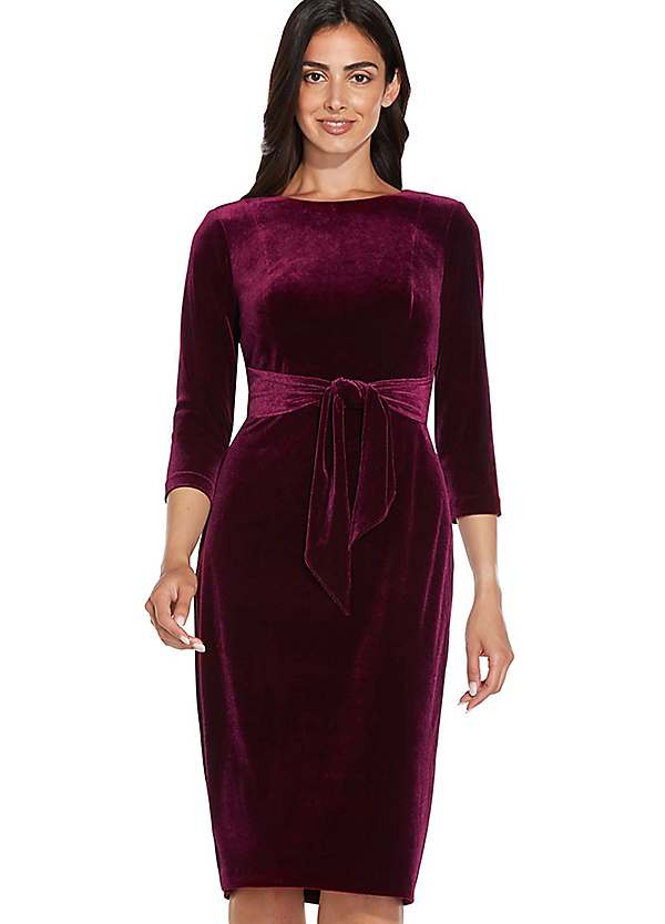 Velvet Tie Front Sheath Dress by Adrianna Papell