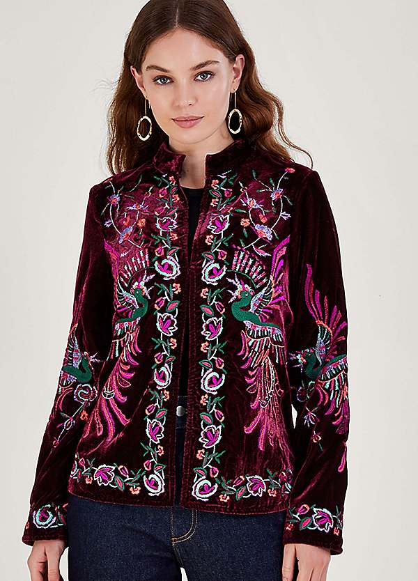 Embroidered velvet sale blazer