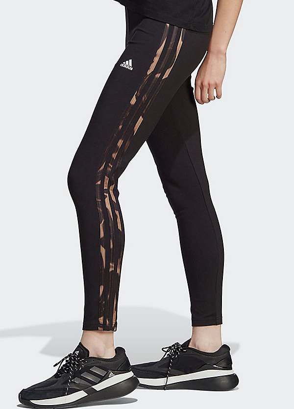 adidas Women's Vibrant Printed 3-Stripes Leggings, Black/Multicolor, Medium  at  Women's Clothing store