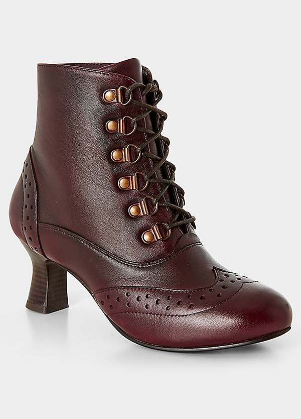 Vintage Brogue Detail Leather Ankle Boots by Joe Browns Look Again