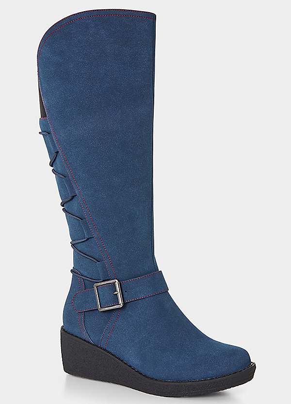 Wedge Heel Midi Calf Boots by Joe Browns