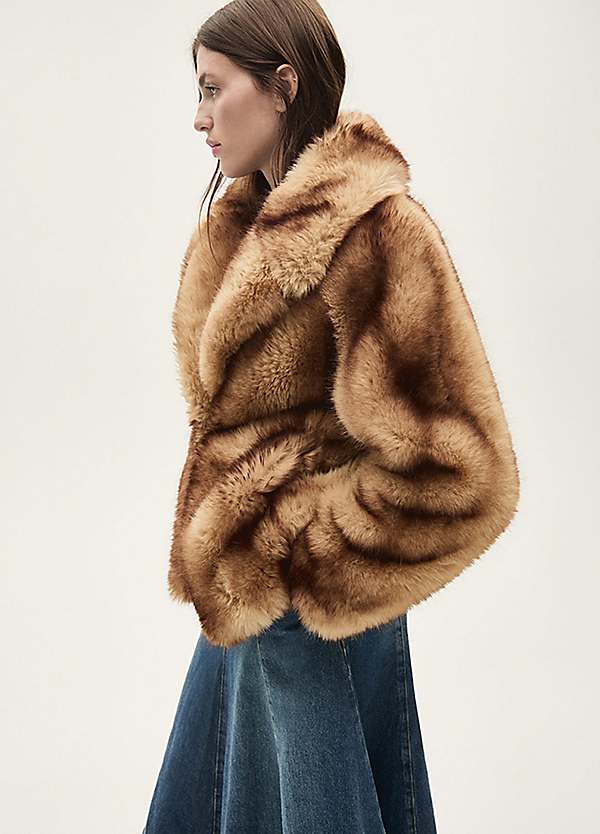 Brown fur coat zara deals