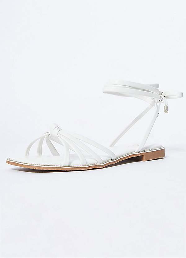 Ankle tie clearance sandals flat