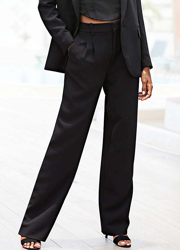 Black wide leg dress trousers best sale