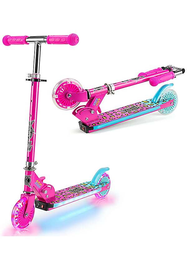 Wild Rider Led Foldable Scooter - Pink Leopard by Xootz | Look Again