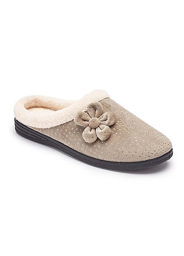 Cotton Traders Winter Berry Flower Mule Slippers by Cotton Traders