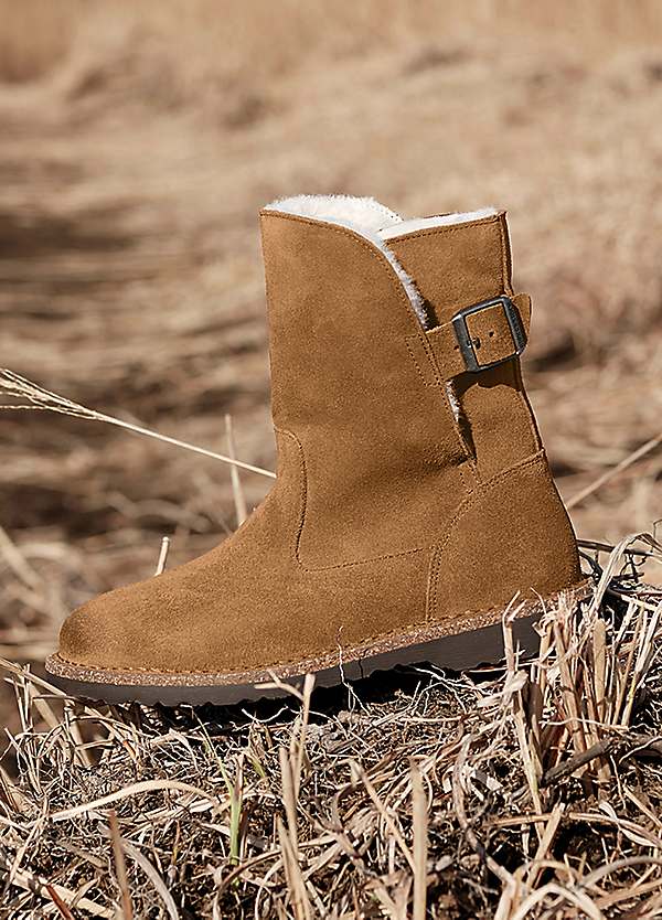 Women's Uppsala Shearling Dark Tea Boots by Birkenstock Look Again