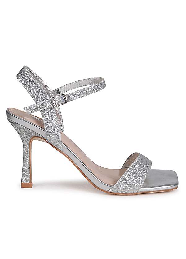 Silver barely there heeled hot sale sandals