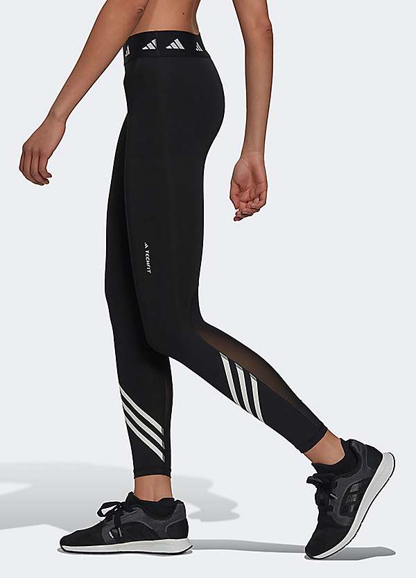 Adidas Women's Aeroready 3-Stripe Mesh Detail Leggings Black Size