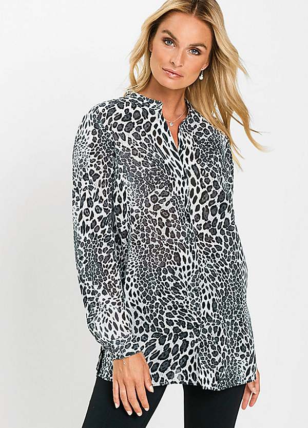 bonprix Leopard Chiffon Shirt Look Again