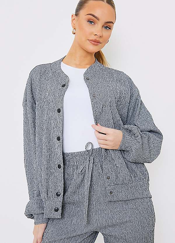 x Grey Textured Bomber Jacket by In The Style | Look Again
