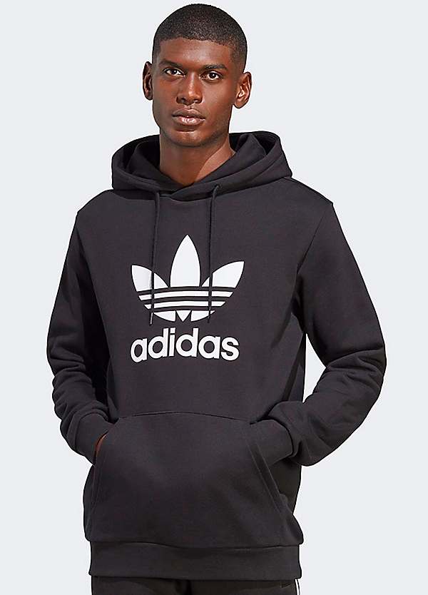 Mens adidas originals trefoil hoodie outlet black