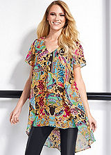 Print Stud Detail Belted Kimono Sleeve Satin Top by Star by Julien Macdonald